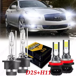 For Infiniti M37 2011 2012 2013 D2S HID Xenon Headlight H11 LED Fog Light Bulbs - Picture 1 of 12