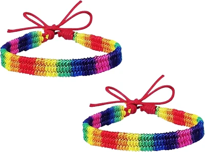 2 Stück Regenbogen Armband,Rainbow Lgbt Pride Bracelet Handmade Braided,Lgbtq Ar - Bild 1 von 4