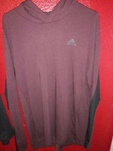 Adidas hoodie maroon red black L mens FREE SHIP - Picture 1 of 4