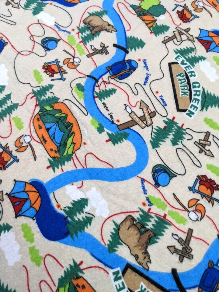 Camping Themed Fabric Flannel Park Outdoors 2.8 Yards Ever Green Park Material - Image 1 of 4