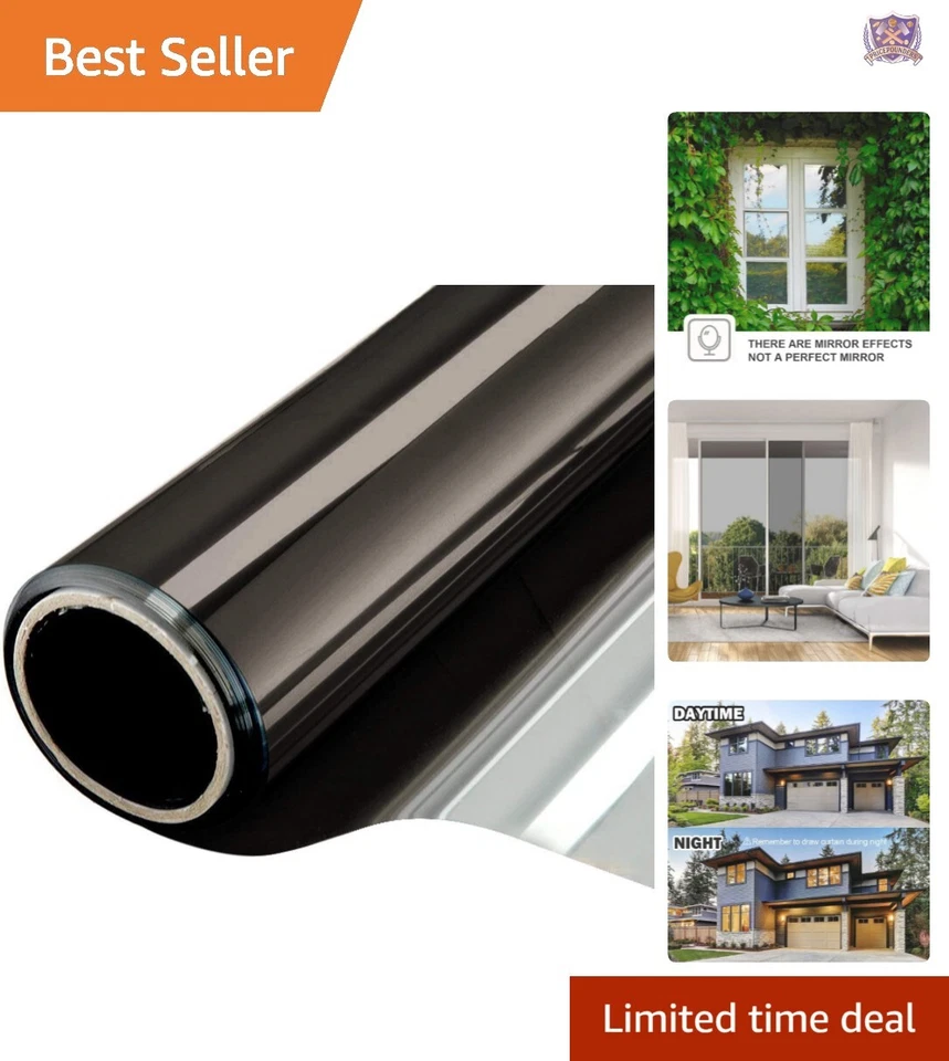 WPCTEV Reflective Window Film Mirror One Way Daytime Privacy Anti UV Static C...