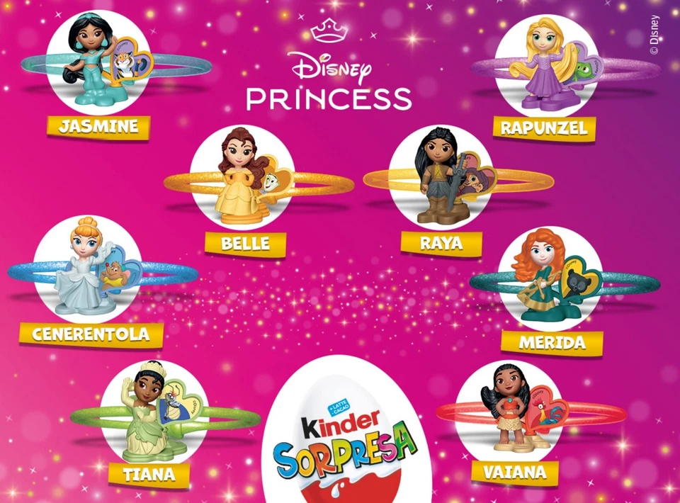 DISNEY PRINCESS BRACCIALI A SCELTA VQ332 - VQ340 KINDER SORPRESA ITALIA 2024/25
