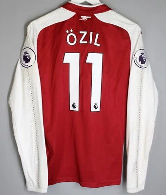 ARSENAL LONDON 2017 2018 HOME FOOTBALL SHIRT SOCCER PUMA JERSEY #11 OZIL LONG - Image 1 of 4