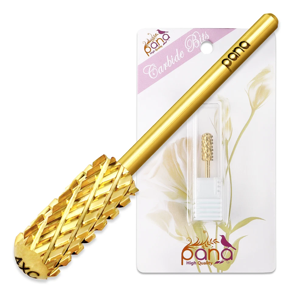Professional Smooth Top Small Barrel Gold Carbide Nail Drill Bit 4x Coarse Grit