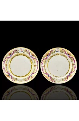 PAR MUY RARO DE PLACAS BLINDADAS DE PORCELANA DE EXPORTACIÓN CHINA "McMAHON" CIRCA 1810 Foto 1 de 4