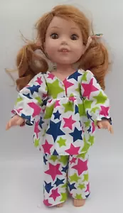 Star Pajamas fits Wellie Wisher 14.5" Doll Clothes PInk Blue Green - Picture 1 of 4