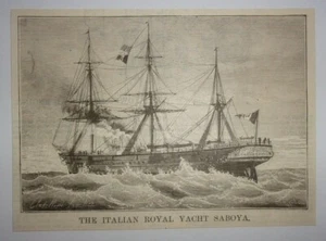 1884 Die italienische königliche Yacht Saboya Gravur - Bild 1 von 1