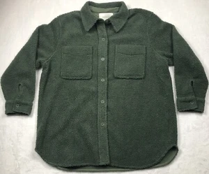 Ecothreads Womens Large Shirt Boucle Recycled Long Sleeve 2 Pocket Shacket Green - Picture 1 of 9