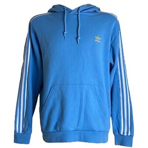 Adidas Y2K Light Blue White Print Sleeves Hoodie Gold Embroidered Logo