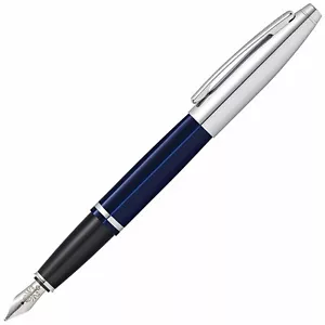 Cross Calais Chrome Blue Lacquer Medium Point Fountain Pen NEW in Box AT0116-3MS - Picture 1 of 5