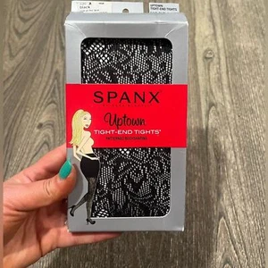 NWT Spanx Uptown Tight-End Tights High Thigh Look At Me Lace Black Size A - Picture 1 of 6