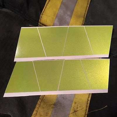 REFLECTIVE FIRE HELMET TETS 8 PACK TETRAHEDRONS FIRE HELMET STICKERS -LIME GREEN - Image 1 of 3