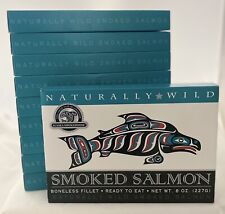 10  Boxes Alaska Smokehouse 8 oz Smoked Wild Salmon Boneless Ready to Eat Fillet