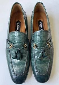 TOM FORD Sean Croc Alligator Effect Tassel Loafers Shoes 10.5, WORN 1x $2000 - Picture 1 of 11