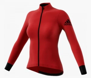 ADIDAS Climaheat Triathlon Cycling Red Black Winter L/S Jersey NEW Womens Sz XS - Picture 1 of 11