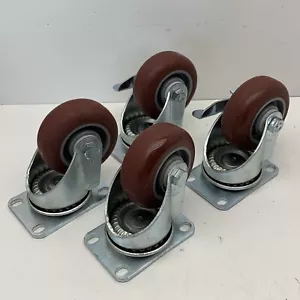 (Juego) Juego de ruedas de montaje en placa de goma de 3" de diámetro SP, dos frenos - Imagen 1 de 11