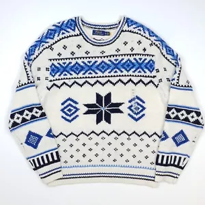 Polo Ralph Lauren Invierno Suéter XL Hombres Copo de Nieve Jersey Lana Alpaca Fair Isle - Imagen 1 de 20