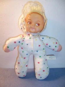 VINTAGE EDEN TOYS - Doll - HAITI - RARE RUBBER FACE /Terry Cloth /dots - 10" HTF - Picture 1 of 4