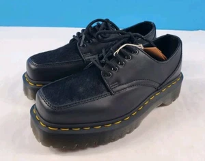 Dr. Martens 5i Bex Squared Toe Hair On & Leather Shoes Black Mens 5 Womens 6 NEW - Picture 1 of 12
