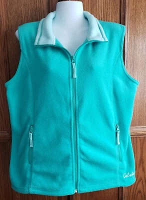 Cabela's Women's Sz Medium Fleece Vest Green Zip Up Zipper Pockets Outerwear - Image 1 of 4