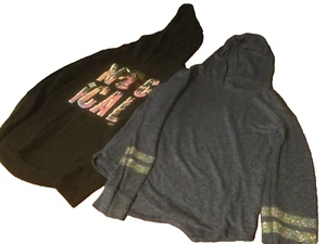 Lot X 2 Justice Girl’s Bling Hoodie Pullover Long Sleeve Size 12 GC - Picture 1 of 17