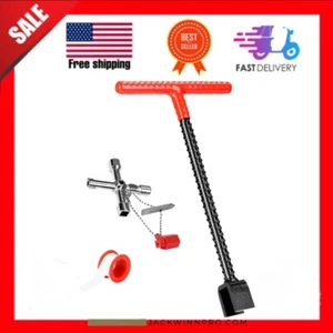 Llave medidora de agua de 12/17"", herramienta de apagado de agua con llave de utilidades de 4 vías y cinta de teflón - Imagen 1 de 10