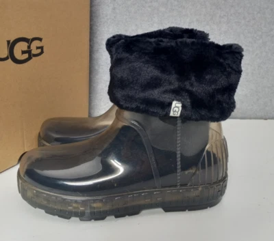 Ugg Drizlita Clear/Black Rain Boots Waterproof Removable Sock Liners Womens Sz 8 - Image 1 of 4