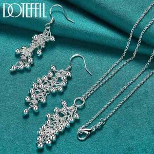 DOTEFFIL 2pcs 925 Sterling Silver Smooth Grape Bead Necklace Earring Sst Jewelry - Picture 1 of 6