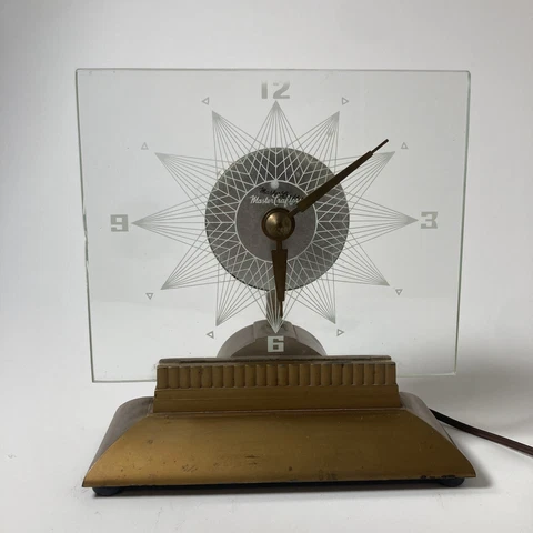 Vintage 1955 MASTERCRAFTERS *Starlight* MCM Electric Clock w/ Push Button Light! Cover