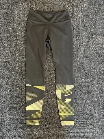 NIKE Dri Fit Full Length Black/Grn Tan Womens Leggings Medium Cover
