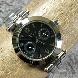 GC Guess Women GC600 Dress Black Dial Day Date Quartz Analog 33mm Watch 7 1/2" - Picture 1 of 12