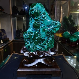 11,88 Pfund Top natürlicher roher Malachit Quarz Kristall Mineral Probe Heilung + Ständer - Bild 1 von 9