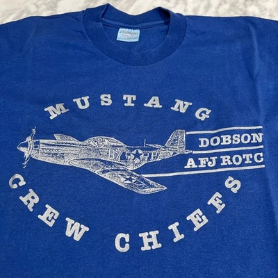 Vintage P-51 Mustang Crew Chiefs T shirt Men L single stitch Dobson AFJ ROTC USA - Image 1 of 4