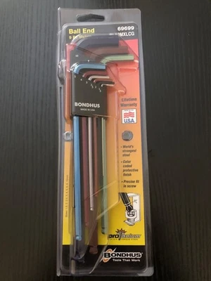 Bondhus 9 pc ColorGaurd XL Metric Hex L Wrench Set 1.5 - 10 mm MADE IN USA 69699 - Image 1 of 4