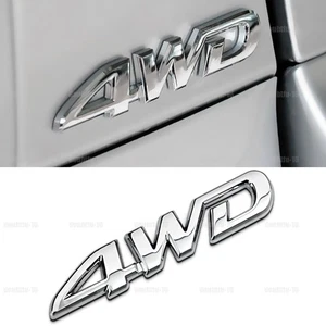 4WD Metal Logo Silver Chrome Car Tailgate Emblem Badge Decal Sticker Accessories - Picture 1 of 13