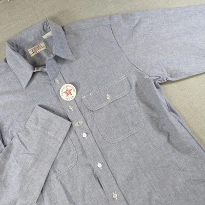 Camisa de Trabajo Cambray Propiedad Privada De Colección L Hecha en EE. UU. 100% Algodón Foto 1 de 4