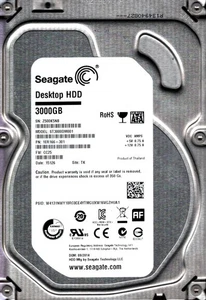 ST3000DM001 P/N: 1ER166-301 F/W: CC25 S/N: Z500 TK 3TB SEP 2014 THAILAND SEAGATE - Picture 1 of 2