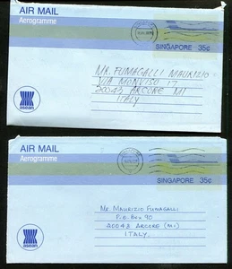 SINGAPUR 1988 dos cartas aéreas a ITALIA - Imagen 1 de 2