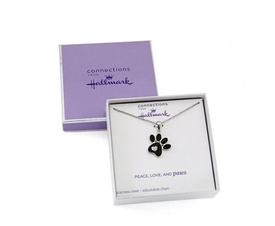 Collar Hallmark Collection Pata Colgante Estrás Negro Brillo 20 pulgadas en caja Foto 1 de 4