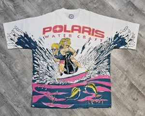 RARA Embarcación Polaris De Colección Puntada Única Impresión Completa Años 90 XL Hecha en EE. UU. - Imagen 1 de 9