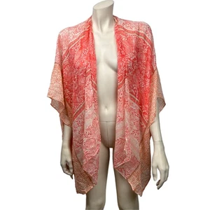 Womens Simply Noelle One Size Orange Eastern Print Open Kimono Cover Sequin - Picture 1 of 5