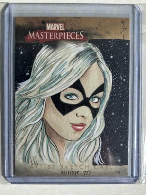 Black Cat - Marvel Sketch Card - Marvel Masterpieces 2008 by Steven Miller WOW - Image 1 of 2