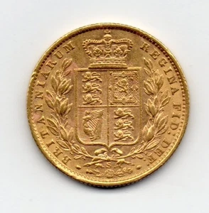 1872 Gold Sovereign, Sydney mint, Victoria young head, shield back issue - Picture 1 of 2