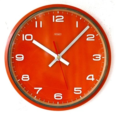 Vintage 22cm Metamec Wall Clock - Orange Retro Mid Century 1960s Kitchen Clock - image 1 of 4