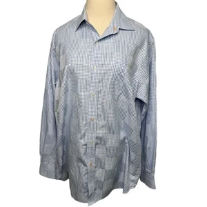 J. McLaughlin men’s patchwork plaid button-down shirt blue white size large L - Picture 1 of 6