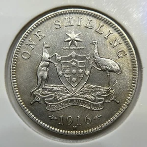 1916 Shilling Coin - Extremely Fine Rotation Error - George V Silver Predecimal - Picture 1 of 2
