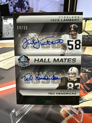 2025 Panini Black Hall Mates Jack Lambert/Ted Hendricks Emerald Auto 4/10 - Image 1 of 2