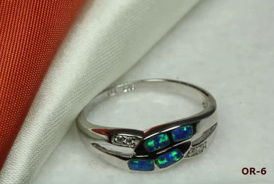 ANILLO CRUZADO PLATA ESTERLINA 925 CON INCRUSTACIÓN DE ÓPALO CON DETALLES DE CIRCONITA CÚBICA ~ O-6 ~ NEGRO Foto 1 de 4