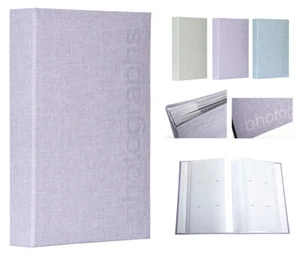 Large 300 Photo Album Textured Linen Lilac Memo Area Slip In Holds 6 x 4 Photos - Picture 1 of 7