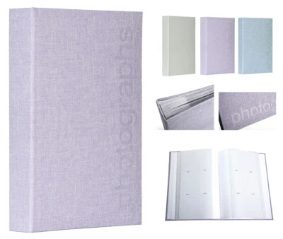 Large 300 Photo Album Textured Linen Lilac Memo Area Slip In Holds 6 x 4 Photos - Image 1 of 4